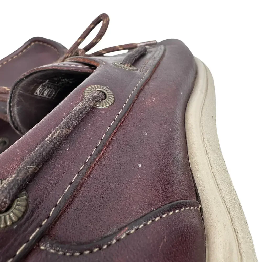 SAS Decksider Lace Up Boat Shoes Men’s 8.5 W‎ New Briar Leather Comfort Cordovan